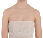 Beige Perlenbesetzte Kurze Mini-Kleid aus Seide