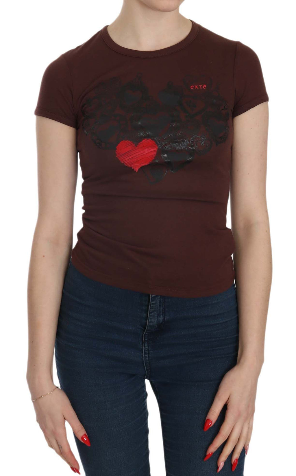 Brown Hearts Kurzarm Freizeit T-Shirt Top