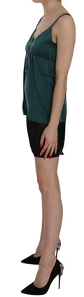 Seidengrünes Mini-Shiftkleid mit Spaghettiträgern