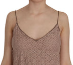 Beige Spaghetti Strap A-line Mini Cotton Dress