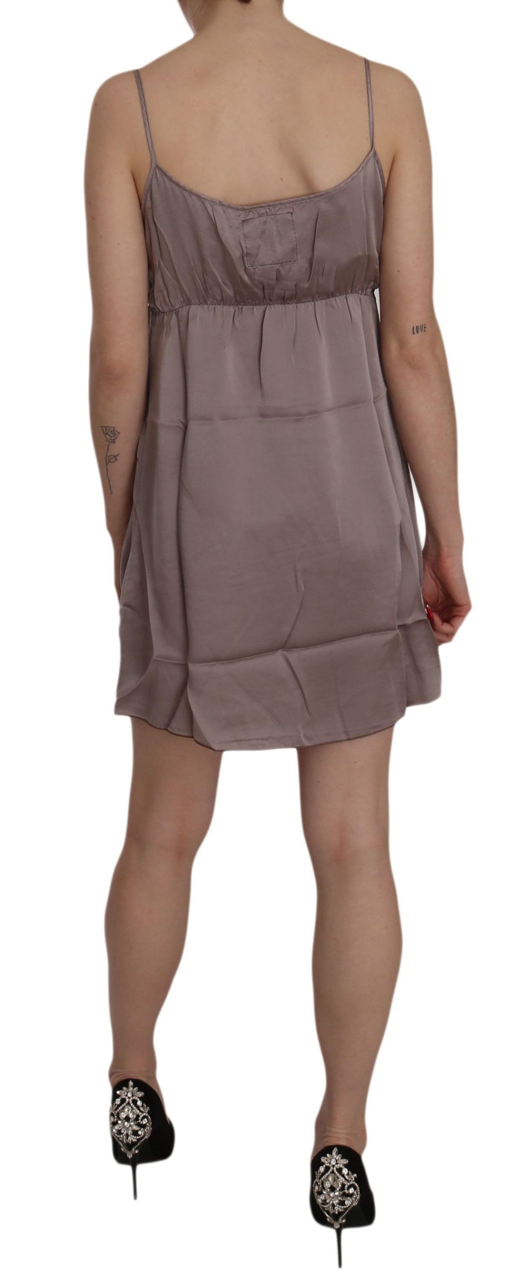 Lila A-Linien-Minikleid aus Seide