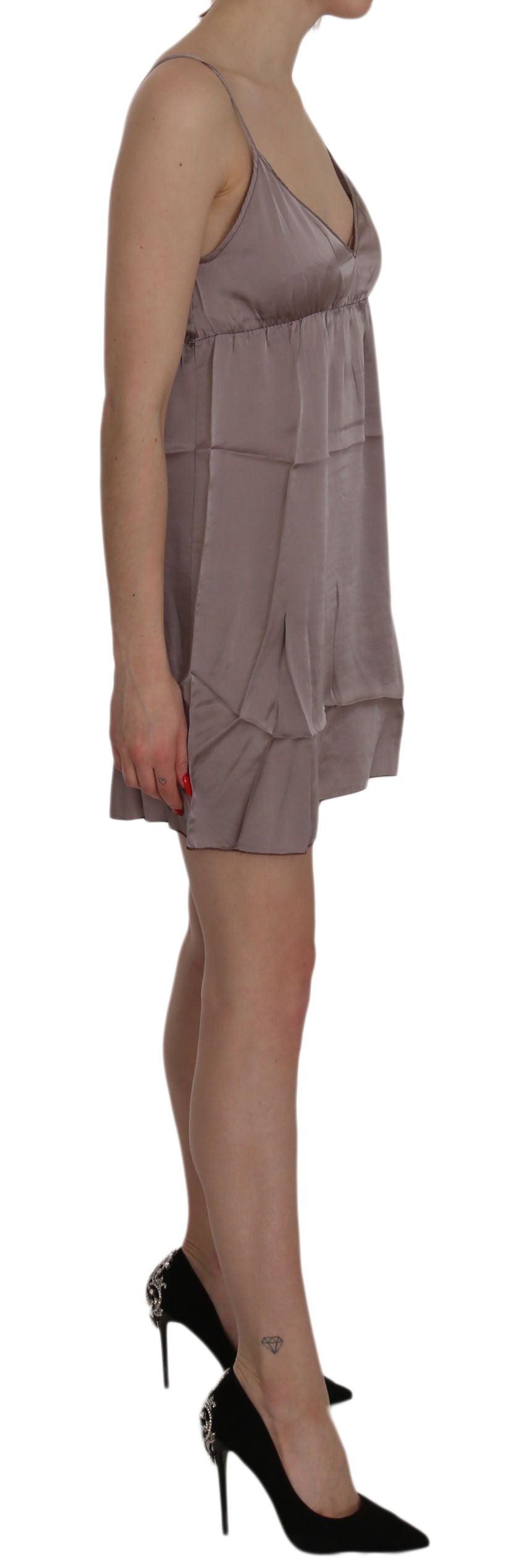 Lila A-Linien-Minikleid aus Seide