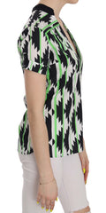 Mehrfarbige Bluse mit tiefem Ausschnitt
