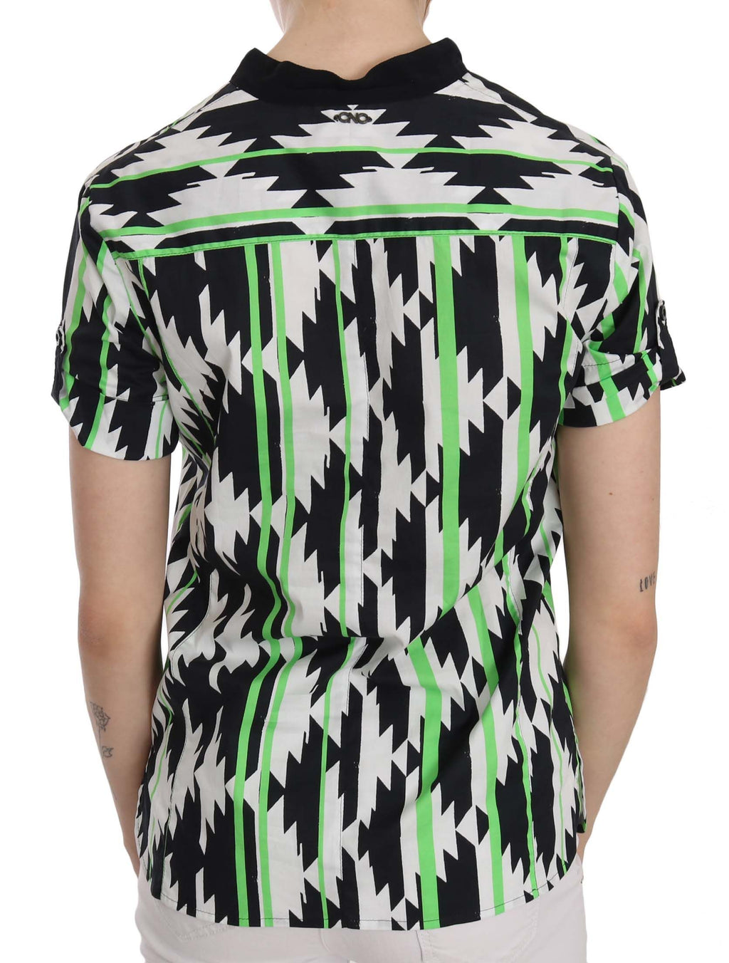 Mehrfarbige Bluse mit tiefem Ausschnitt