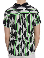 Mehrfarbige Bluse mit tiefem Ausschnitt