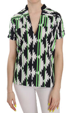 Mehrfarbige Bluse mit tiefem Ausschnitt