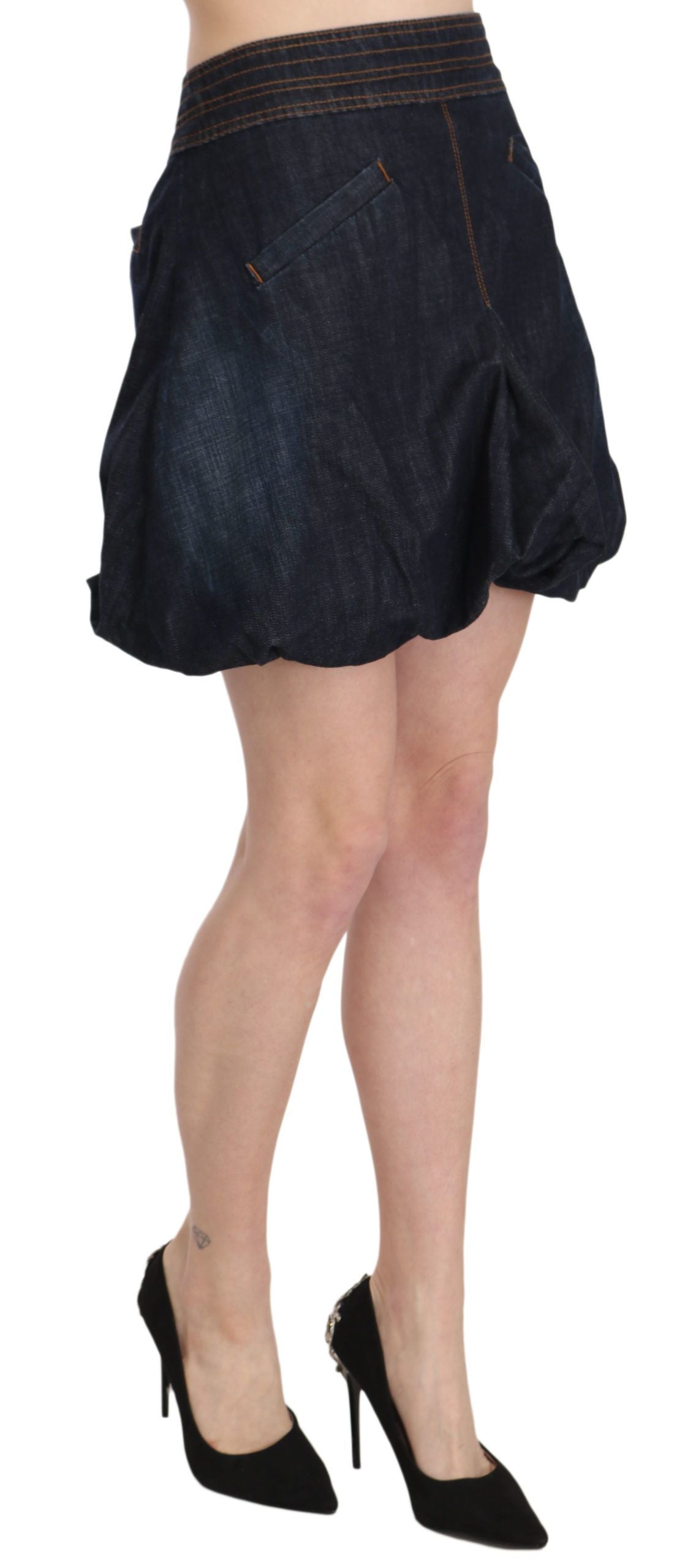 Blue Jeans Denim Baumwolle Stretch A-Linie Mini