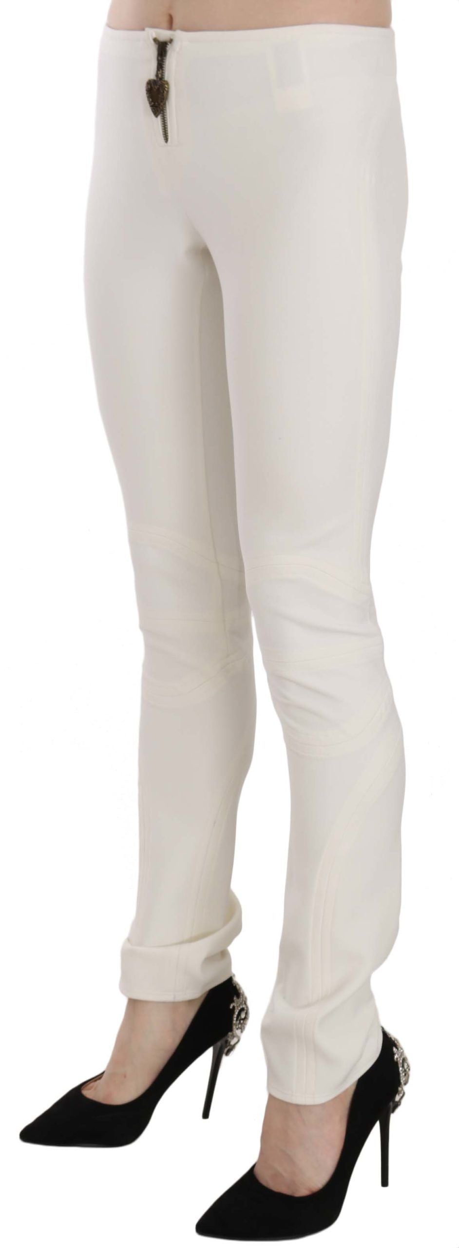 Weiße Mid Waist Skinny Stoffhose