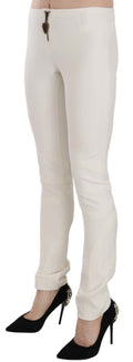 Weiße Mid Waist Skinny Stoffhose