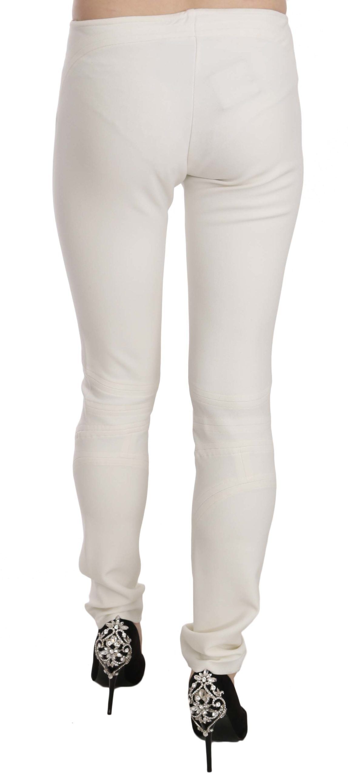 Weiße Mid Waist Skinny Stoffhose