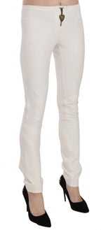 Weiße Mid Waist Skinny Stoffhose