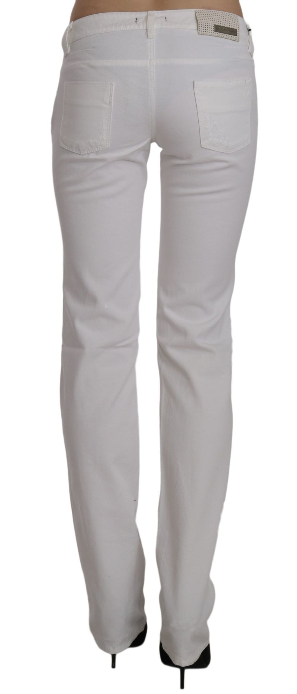 White Cotton Slim Fit Straight Jeans