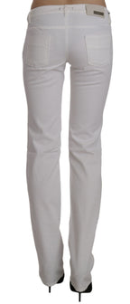 White Cotton Slim Fit Straight Jeans