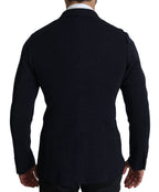 Dark Blue Dotted Double-Breasted Coat Blazer
