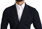 Dark Blue Dotted Double-Breasted Coat Blazer