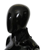Black Fur Neck Collar Wrap Lambskin Scarf
