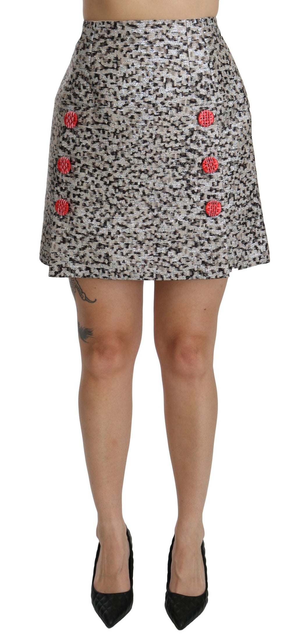 Silbernes Muster A-Linie Rock mit hoher Taille