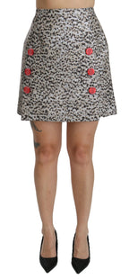 Silbernes Muster A-Linie Rock mit hoher Taille