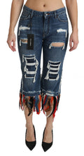 Blue Feathers Hüftjeans aus Baumwolle mit verkürztem Schnitt