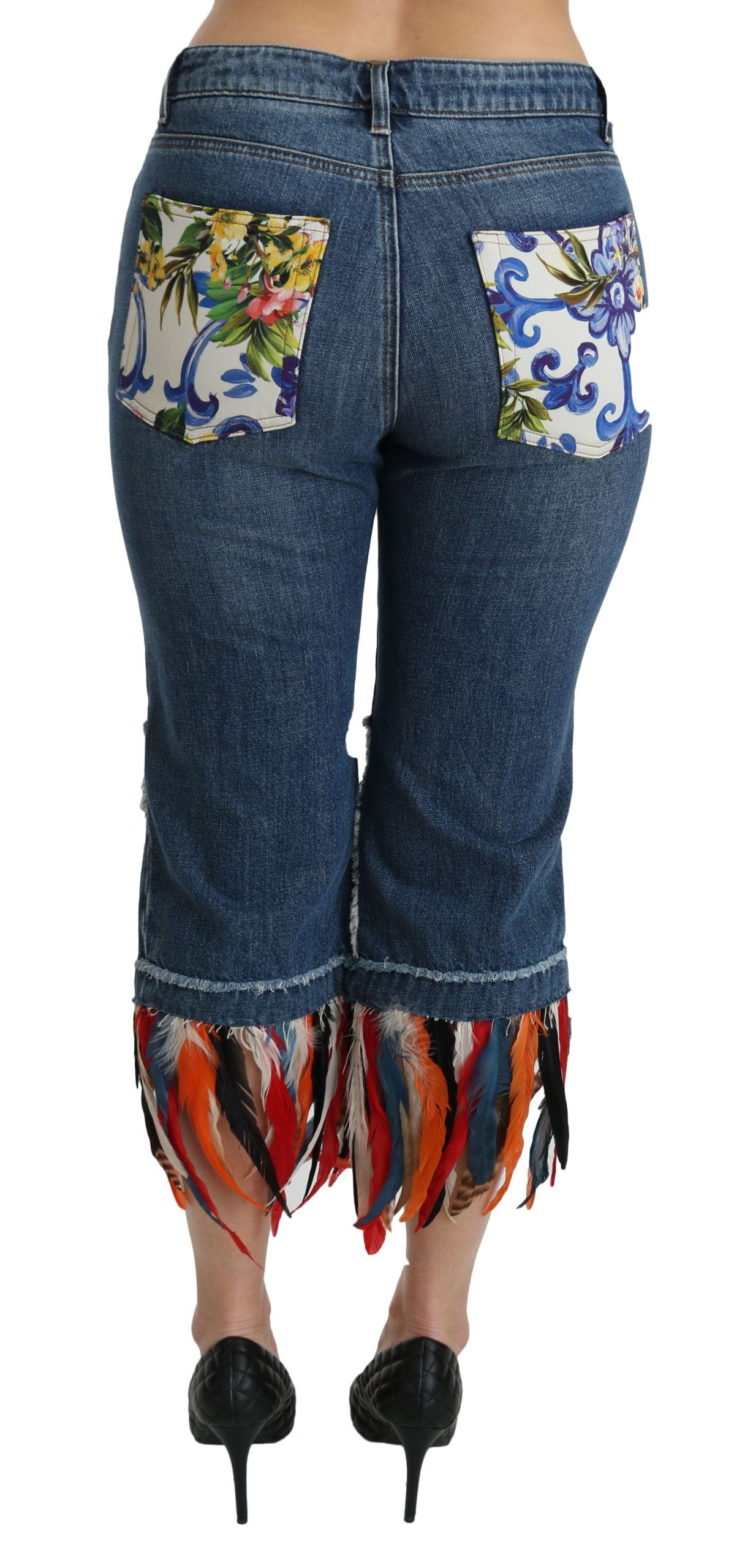 Blue Feathers Hüftjeans aus Baumwolle mit verkürztem Schnitt
