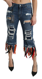 Blue Feathers Hüftjeans aus Baumwolle mit verkürztem Schnitt