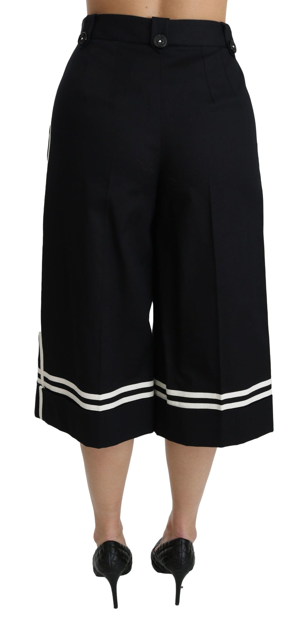 Schwarze Palazzo Cropped Pants mit Zitronenverzierung