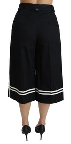 Schwarze Palazzo Cropped Pants mit Zitronenverzierung