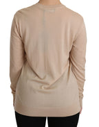 Beige Spitzen-Langarm-Top Kaschmirbluse