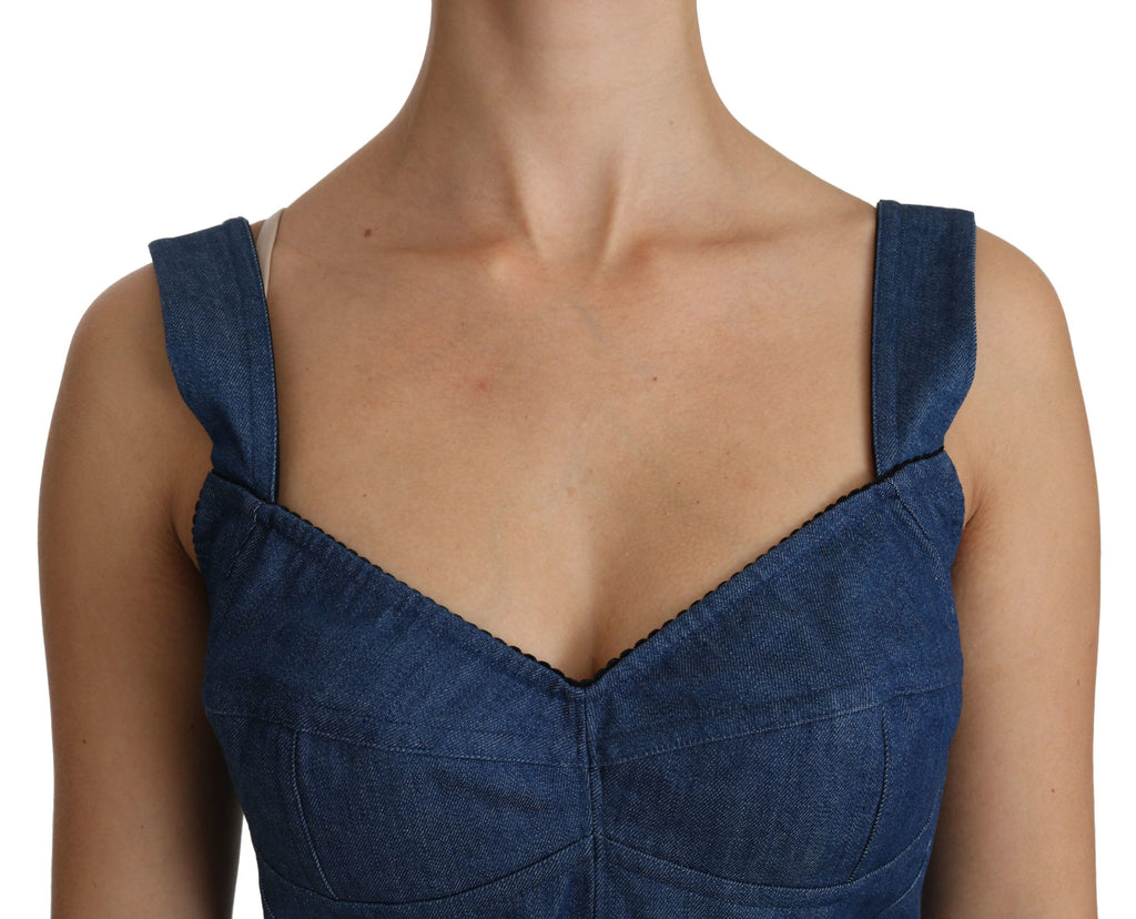 Blauer ärmelloser Bustier-Blusen-Baumwoll-Top