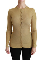 Gold Langarm Cardigan Viskose Pullover