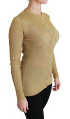 Gold Langarm Cardigan Viskose Pullover
