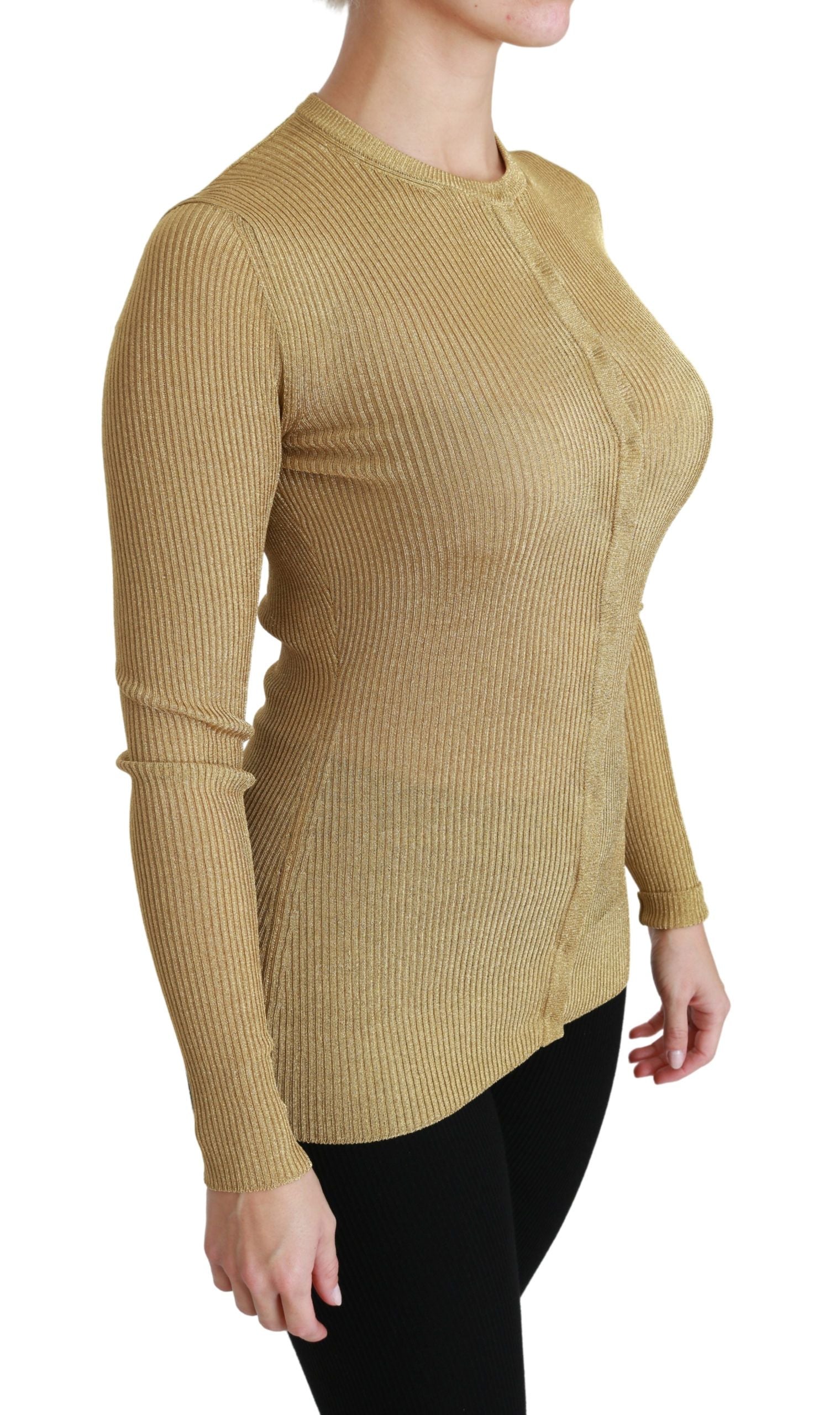 Gold Langarm Cardigan Viskose Pullover