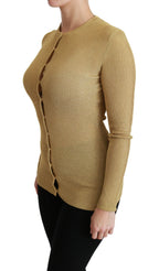 Gold Langarm Cardigan Viskose Pullover