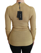 Gold Langarm Cardigan Viskose Pullover