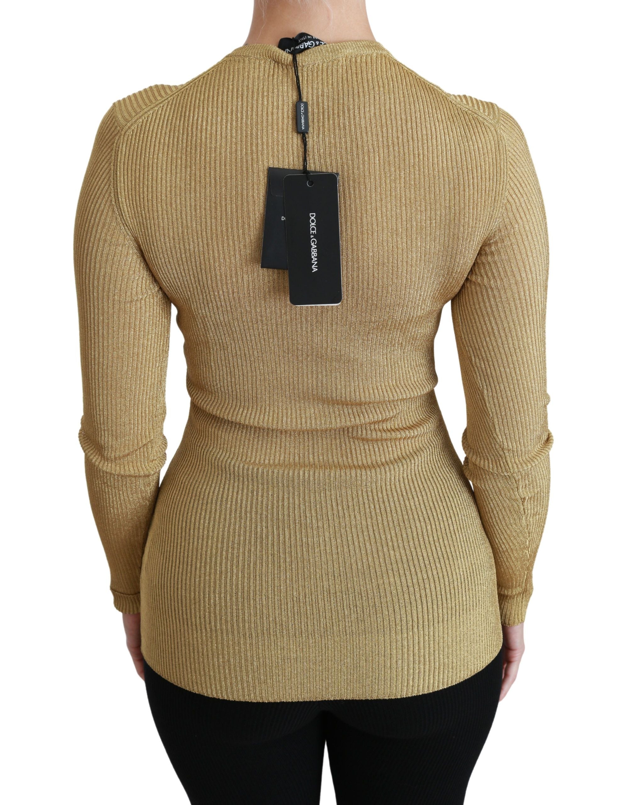 Gold Langarm Cardigan Viskose Pullover