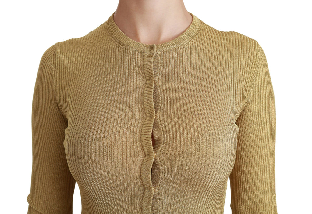 Gold Langarm Cardigan Viskose Pullover