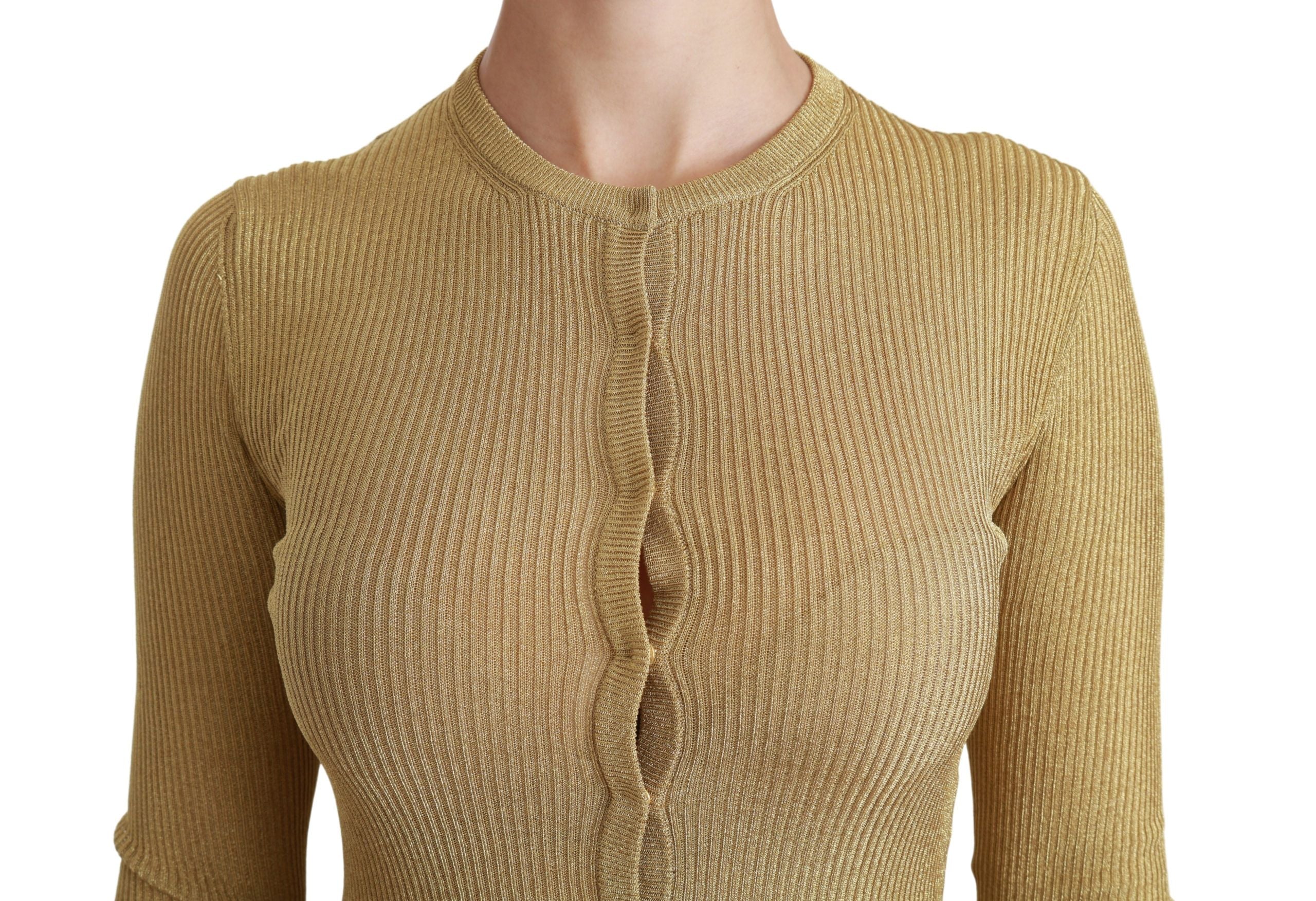 Gold Langarm Cardigan Viskose Pullover