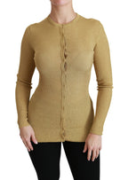 Gold Langarm Cardigan Viskose Pullover