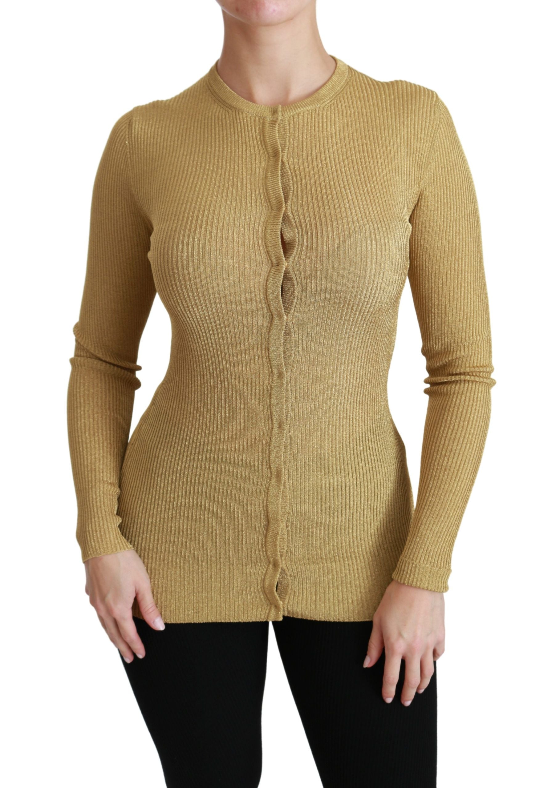 Gold Langarm Cardigan Viskose Pullover