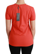 Red Crewneck Short Sleeve T-shirt Cotton Top