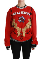 Red Queen Pailletten-Pullover mit Herzmotiv