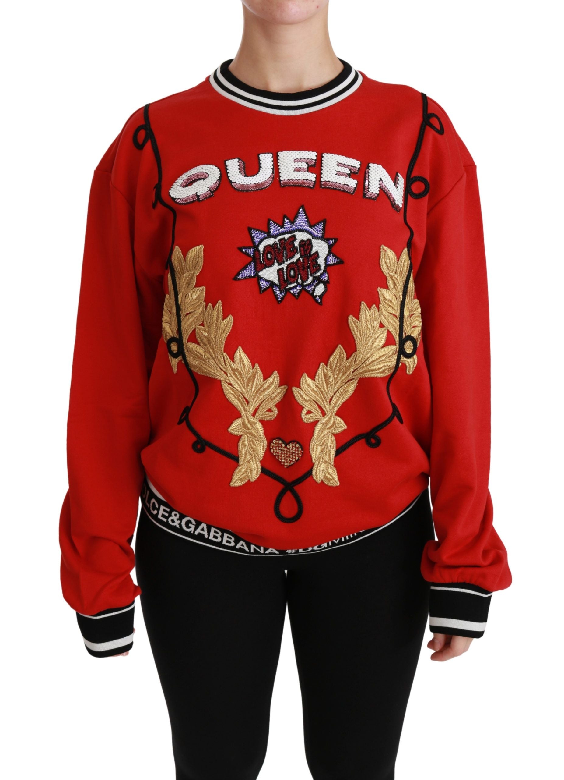 Red Queen Pailletten-Pullover mit Herzmotiv