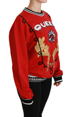 Red Queen Pailletten-Pullover mit Herzmotiv