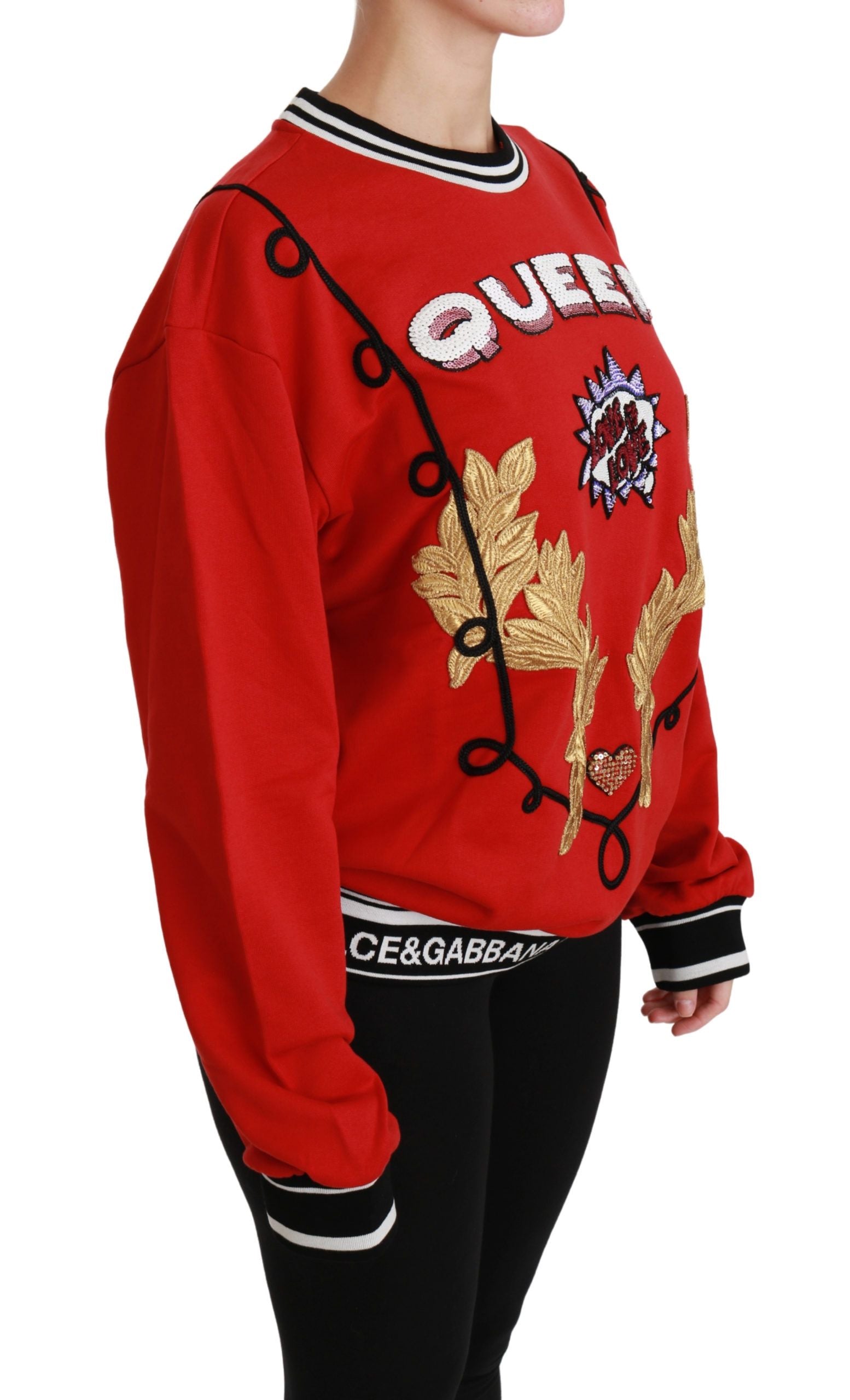 Red Queen Pailletten-Pullover mit Herzmotiv