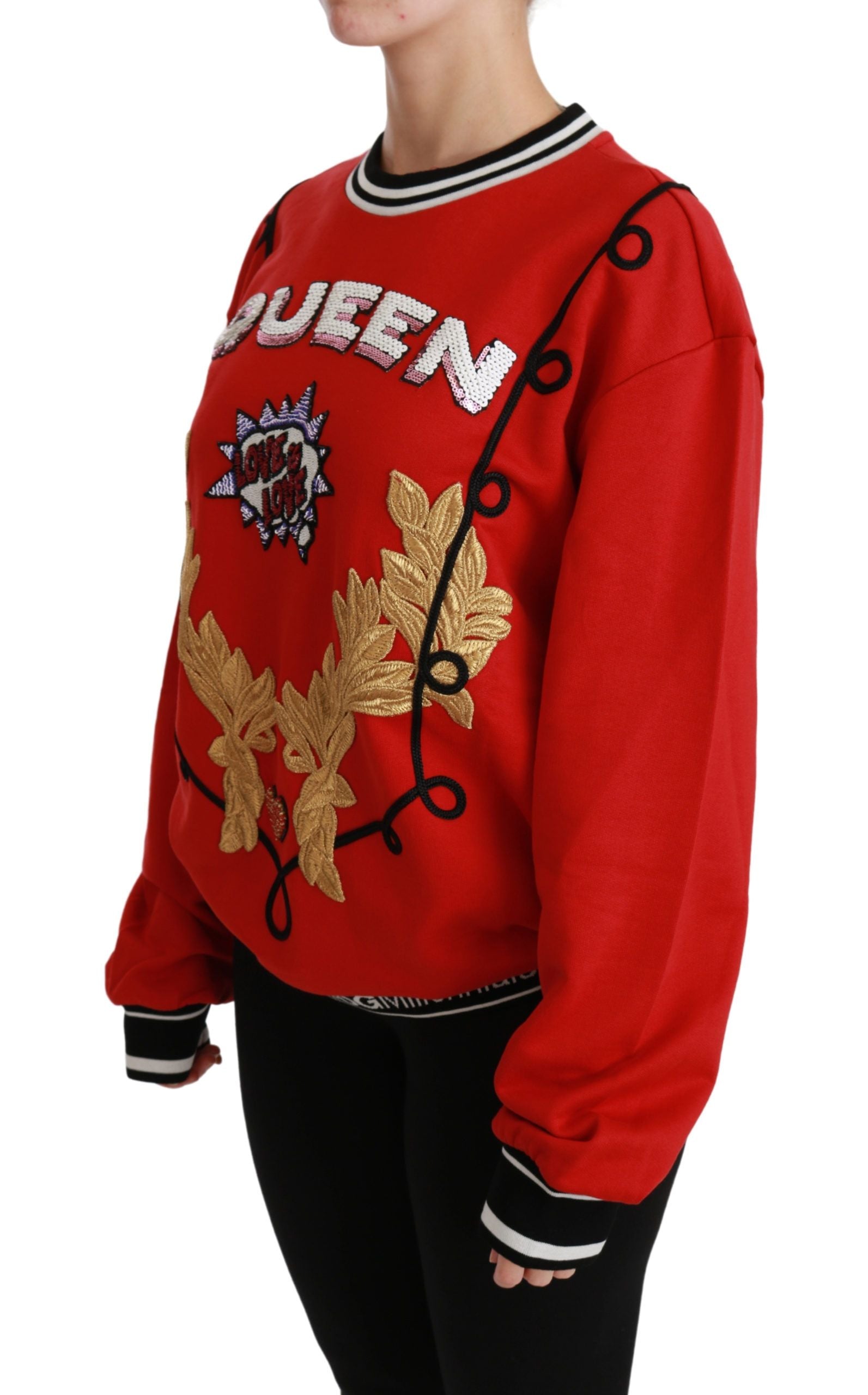 Red Queen Pailletten-Pullover mit Herzmotiv