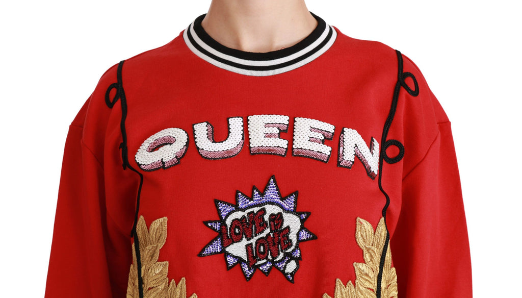 Red Queen Pailletten-Pullover mit Herzmotiv