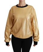 Goldener Baumwoll-Rundhals-Pullover