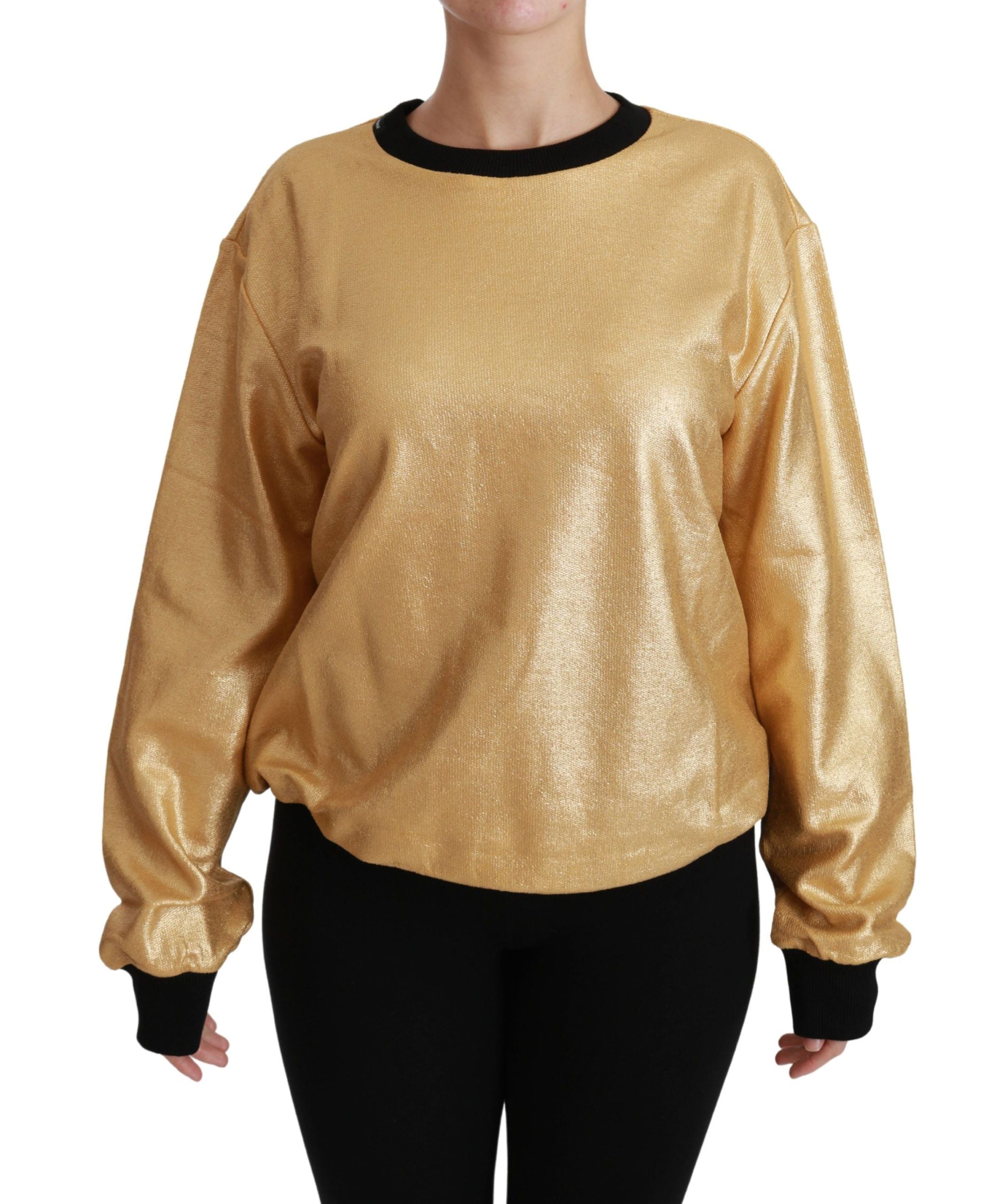 Goldener Baumwoll-Rundhals-Pullover