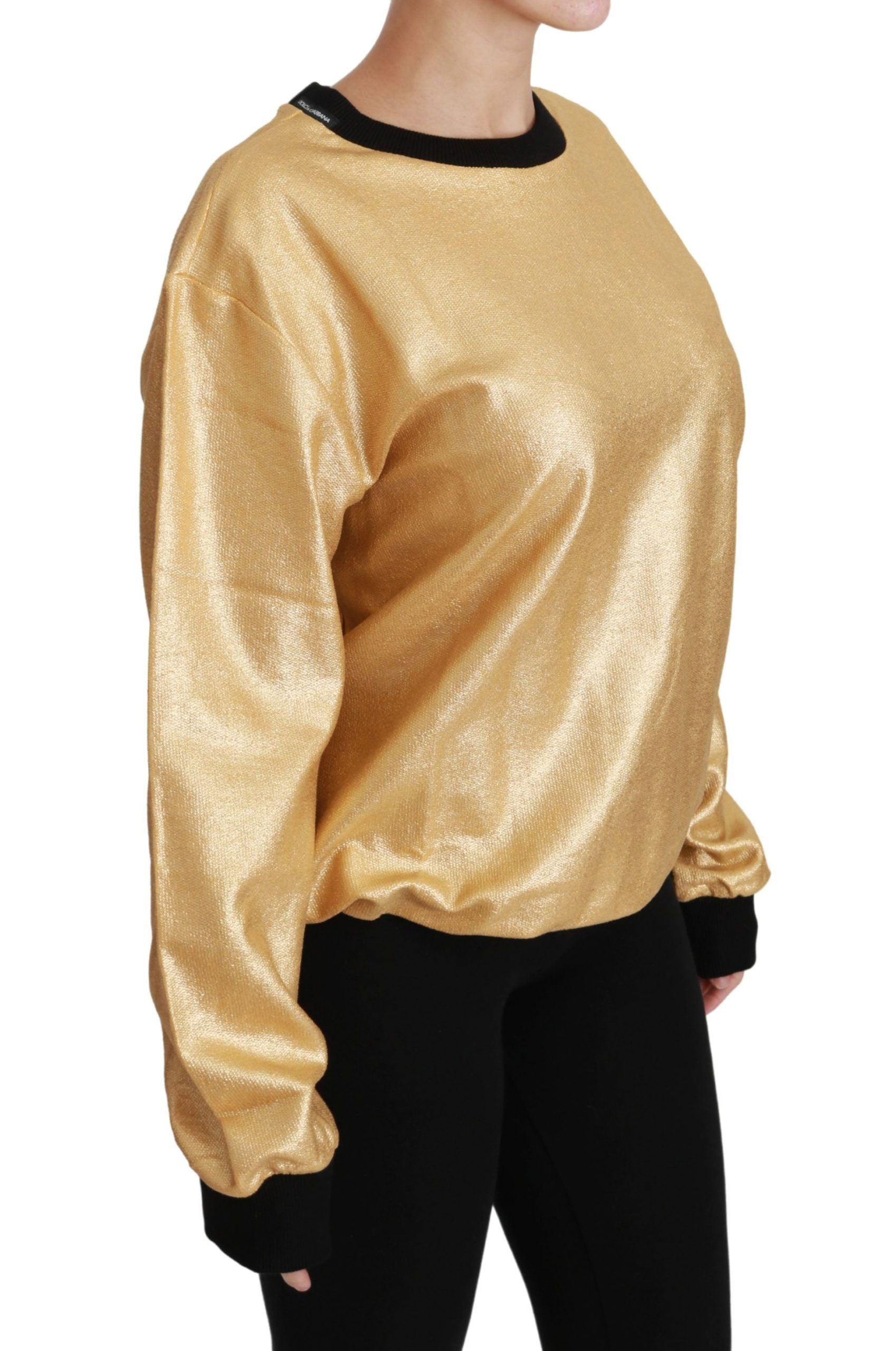 Goldener Baumwoll-Rundhals-Pullover