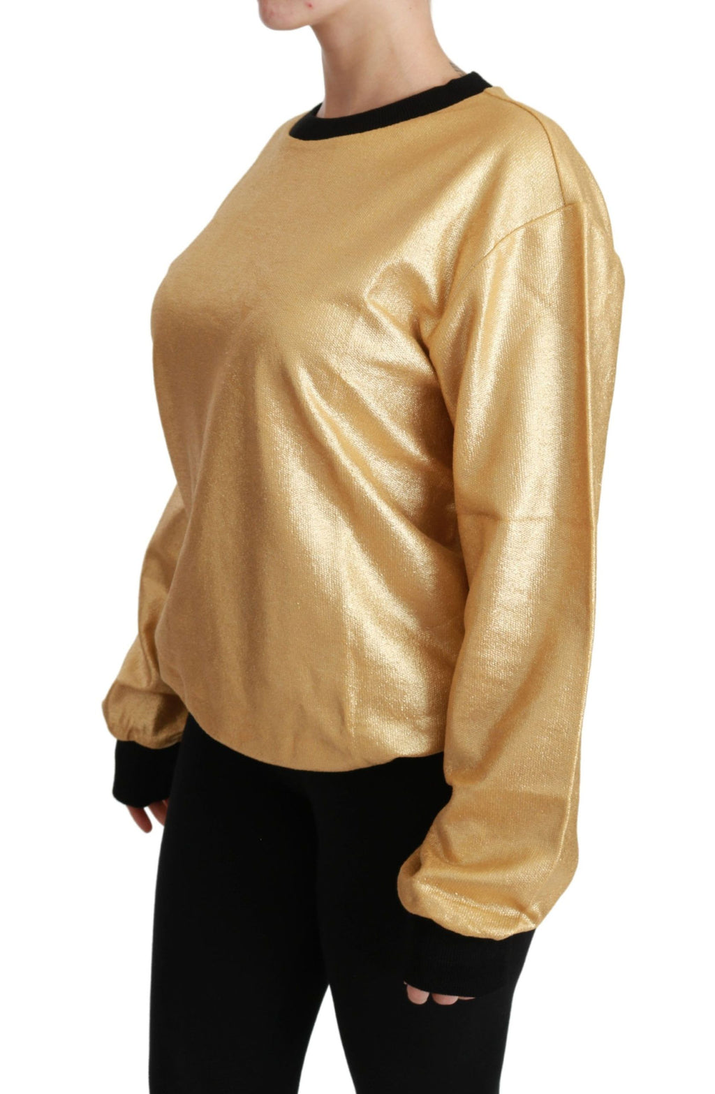 Goldener Baumwoll-Rundhals-Pullover